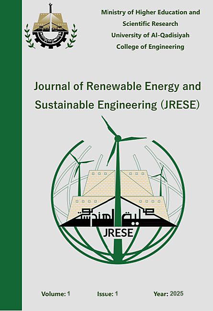 Cover of the Journal of Renewable Energy and Sustainable Engineering (JRESE), College of Engineering, University of Al-Qadisiyah